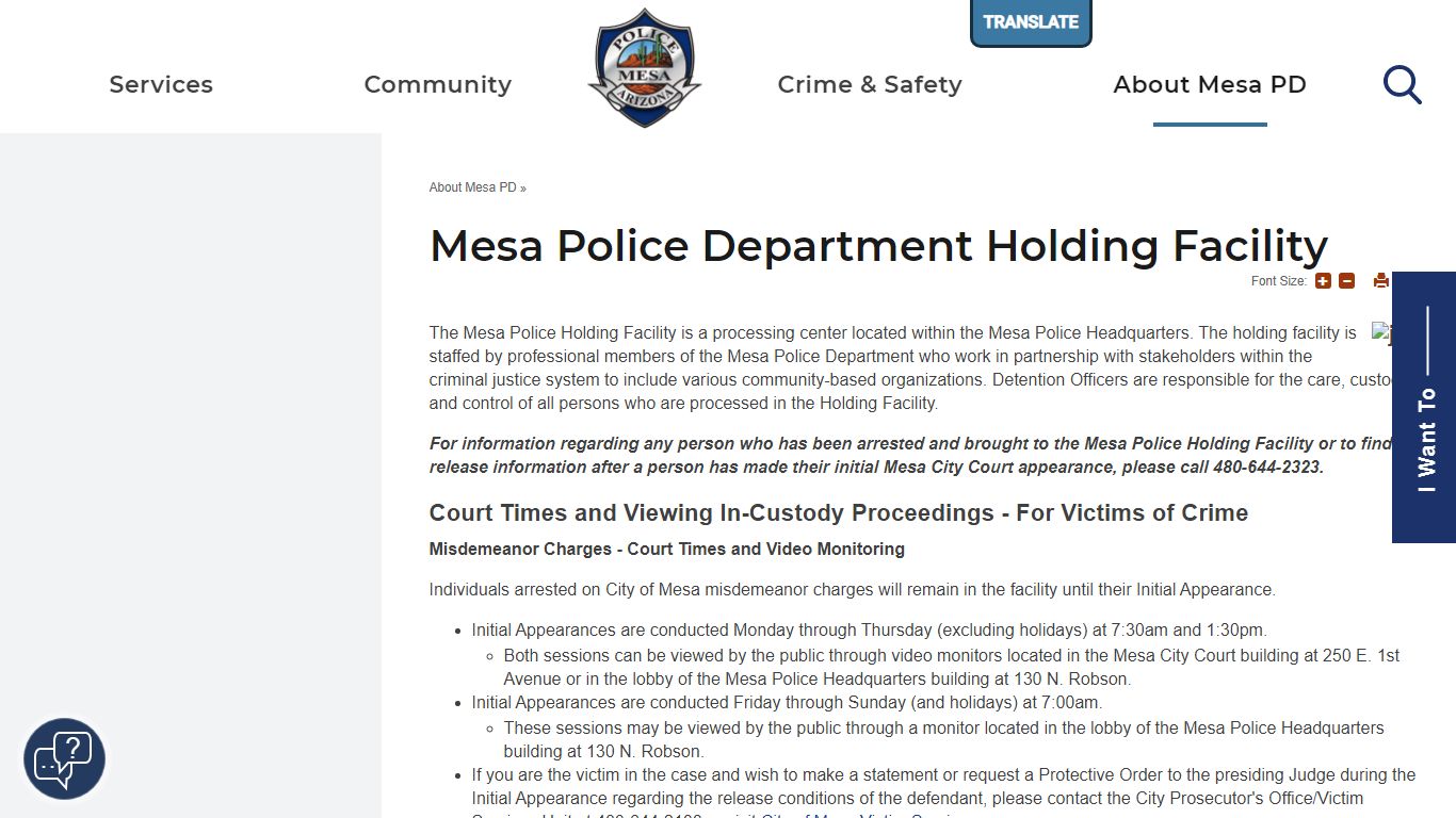 Mesa Police Department Holding Facility | Mesa Police