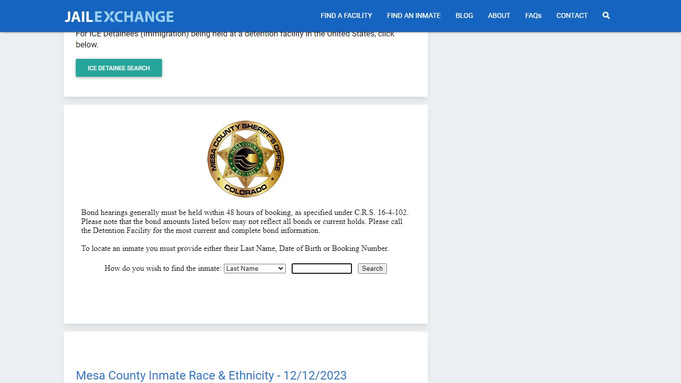 Mesa County Detention Facility Inmate Search - Jail Exchange